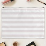 Horizontal Stripes - White and Pastel Pink Cosmetic Bag (XXXL)