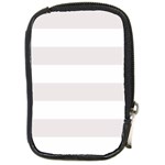 Horizontal Stripes - White and Pastel Pink Compact Camera Leather Case