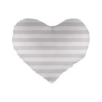 Horizontal Stripes - White and Pastel Pink Standard 16  Premium Flano Heart Shape Cushion