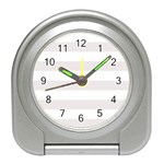 Horizontal Stripes - White and Pastel Pink Desk Alarm Clock