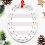Horizontal Stripes - White and Pastel Pink Oval Filigree Ornament (Two Sides)