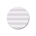 Horizontal Stripes - White and Pastel Pink Rubber Round Coaster (4 pack)