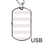 Horizontal Stripes - White and Pastel Pink Dog Tag USB Flash (Two Sides)