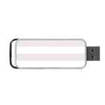 Horizontal Stripes - White and Pastel Pink Portable USB Flash (One Side)