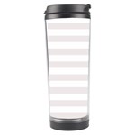 Horizontal Stripes - White and Pastel Pink Travel Tumbler