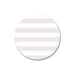 Horizontal Stripes - White and Pastel Pink Magnet 3  (Round)