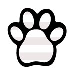 Horizontal Stripes - White and Pastel Pink Magnet (Paw Print)