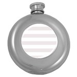 Horizontal Stripes - White and Pastel Pink Hip Flask (5 oz)