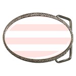 Horizontal Stripes - White and Misty Rose Pink Belt Buckle