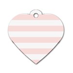 Horizontal Stripes - White and Misty Rose Pink Dog Tag Heart (One Side)