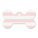 Horizontal Stripes - White and Misty Rose Pink Dog Tag Bone (Two Sides)