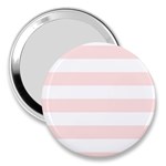 Horizontal Stripes - White and Misty Rose Pink 3  Handbag Mirror