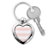 Horizontal Stripes - White and Misty Rose Pink Key Chain (Heart)