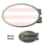Horizontal Stripes - White and Misty Rose Pink Money Clip (Oval)