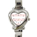 Horizontal Stripes - White and Misty Rose Pink Heart Italian Charm Watch