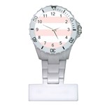 Horizontal Stripes - White and Misty Rose Pink Nurses Watch