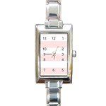 Horizontal Stripes - White and Misty Rose Pink Rectangle Italian Charm Watch