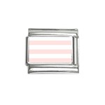 Horizontal Stripes - White and Misty Rose Pink Italian Charm (9mm)