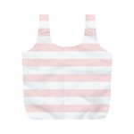 Horizontal Stripes - White and Misty Rose Pink Full Print Recycle Bag (M)