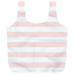 Horizontal Stripes - White and Misty Rose Pink Full Print Recycle Bag (XL)