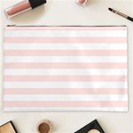 Horizontal Stripes - White and Misty Rose Pink Cosmetic Bag (XXL)