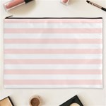 Horizontal Stripes - White and Misty Rose Pink Cosmetic Bag (XXXL)
