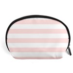 Horizontal Stripes - White and Misty Rose Pink Accessory Pouch (Large)