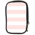 Horizontal Stripes - White and Misty Rose Pink Compact Camera Leather Case