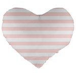 Horizontal Stripes - White and Misty Rose Pink Large 19  Premium Flano Heart Shape Cushion