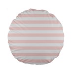 Horizontal Stripes - White and Misty Rose Pink Standard 15  Premium Round Cushion