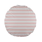Horizontal Stripes - White and Misty Rose Pink Standard 15  Premium Flano Round Cushion