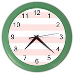 Horizontal Stripes - White and Misty Rose Pink Color Wall Clock