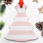 Horizontal Stripes - White and Misty Rose Pink Ornament (Christmas Tree)