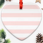 Horizontal Stripes - White and Misty Rose Pink Ornament (Heart)