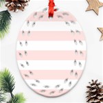 Horizontal Stripes - White and Misty Rose Pink Oval Filigree Ornament (Two Sides)