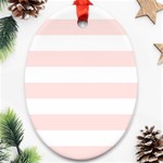 Horizontal Stripes - White and Misty Rose Pink Oval Ornament (Two Sides)