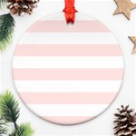 Horizontal Stripes - White and Misty Rose Pink Round Ornament (Two Sides)
