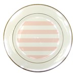 Horizontal Stripes - White and Misty Rose Pink Porcelain Plate