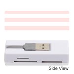 Horizontal Stripes - White and Misty Rose Pink Memory Card Reader (Stick)