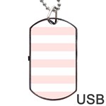 Horizontal Stripes - White and Misty Rose Pink Dog Tag USB Flash (One Side)