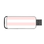 Horizontal Stripes - White and Misty Rose Pink Portable USB Flash (One Side)