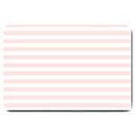 Horizontal Stripes - White and Misty Rose Pink Large Doormat