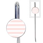 Horizontal Stripes - White and Misty Rose Pink Book Mark