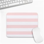 Horizontal Stripes - White and Misty Rose Pink Small Mousepad