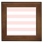 Horizontal Stripes - White and Misty Rose Pink Framed Tile