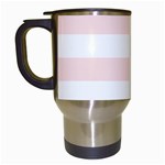Horizontal Stripes - White and Misty Rose Pink Travel Mug (White)