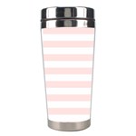 Horizontal Stripes - White and Misty Rose Pink Stainless Steel Travel Tumbler