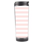 Horizontal Stripes - White and Misty Rose Pink Travel Tumbler