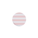 Horizontal Stripes - White and Misty Rose Pink 1  Mini Button