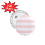 Horizontal Stripes - White and Misty Rose Pink 1.75  Button (100 pack)